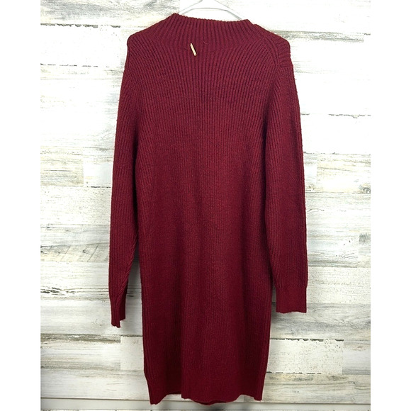 Michael Kors Women S Burgundy Long Sleeve Midi Sweater Dress Soft NEW - Picture 2 of 7